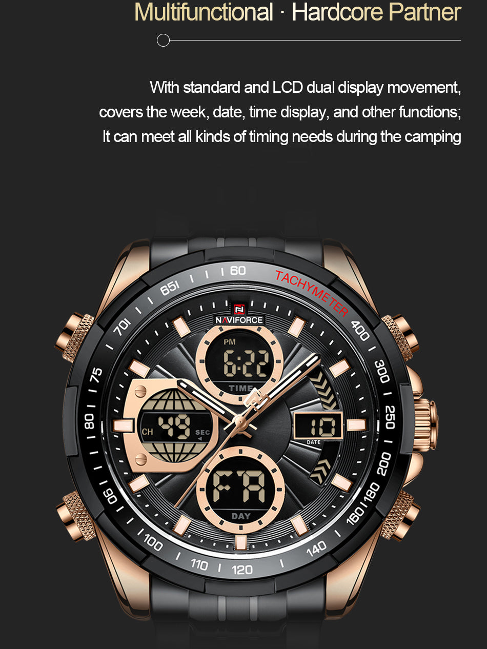 NF9197S Black Military Sport analog-digital watch for men - NAVIFORCE