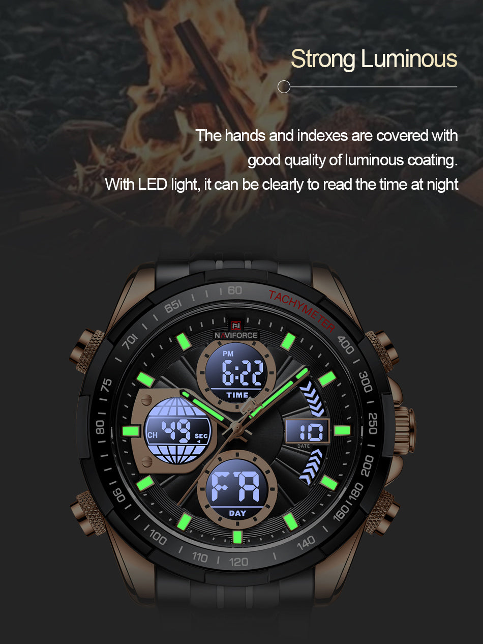 NF9197S Black Military Sport analog-digital watch for men - NAVIFORCE