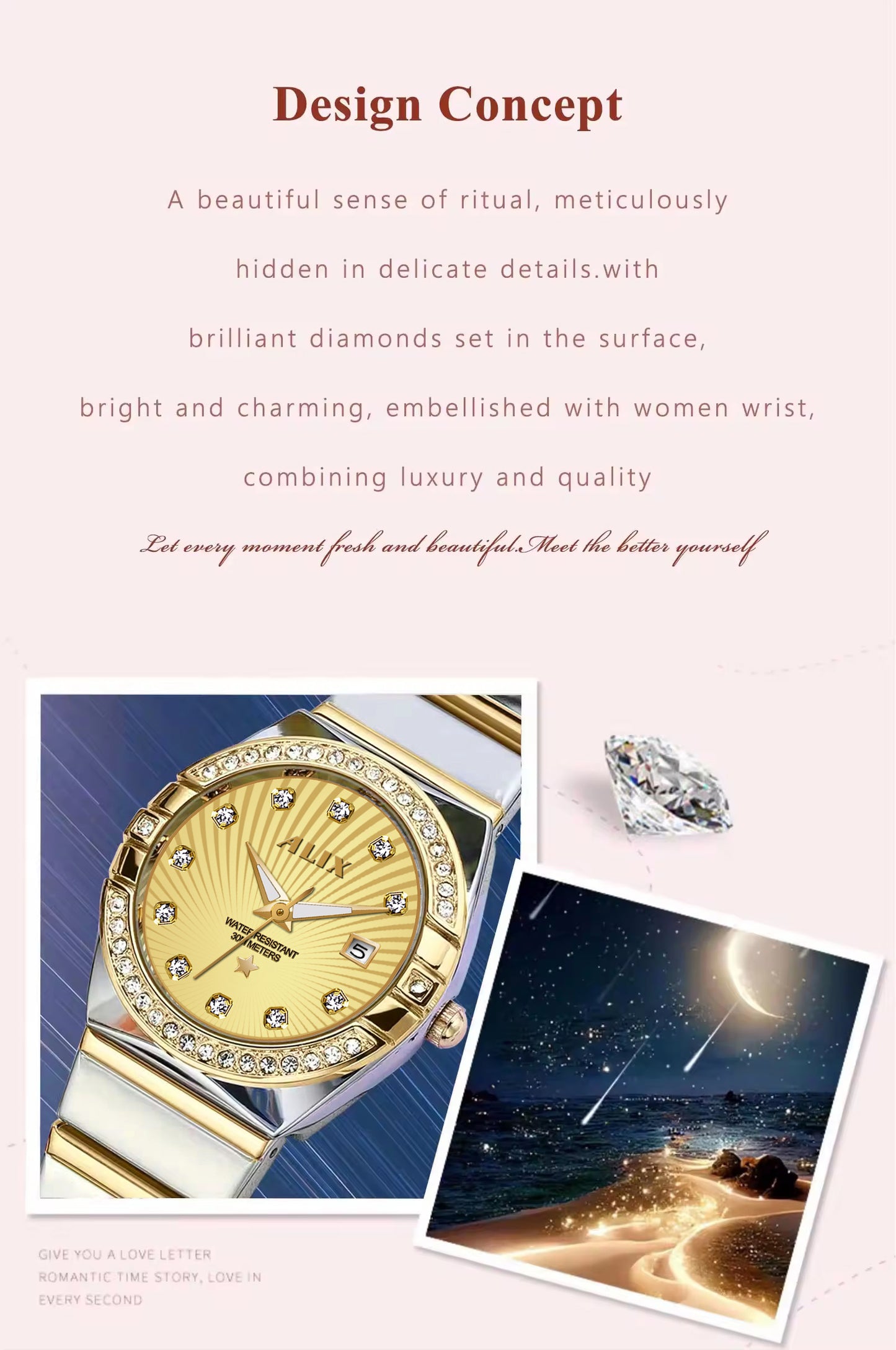 AL2534 Stylish Twotone Silver-Gold strap Analog Watch