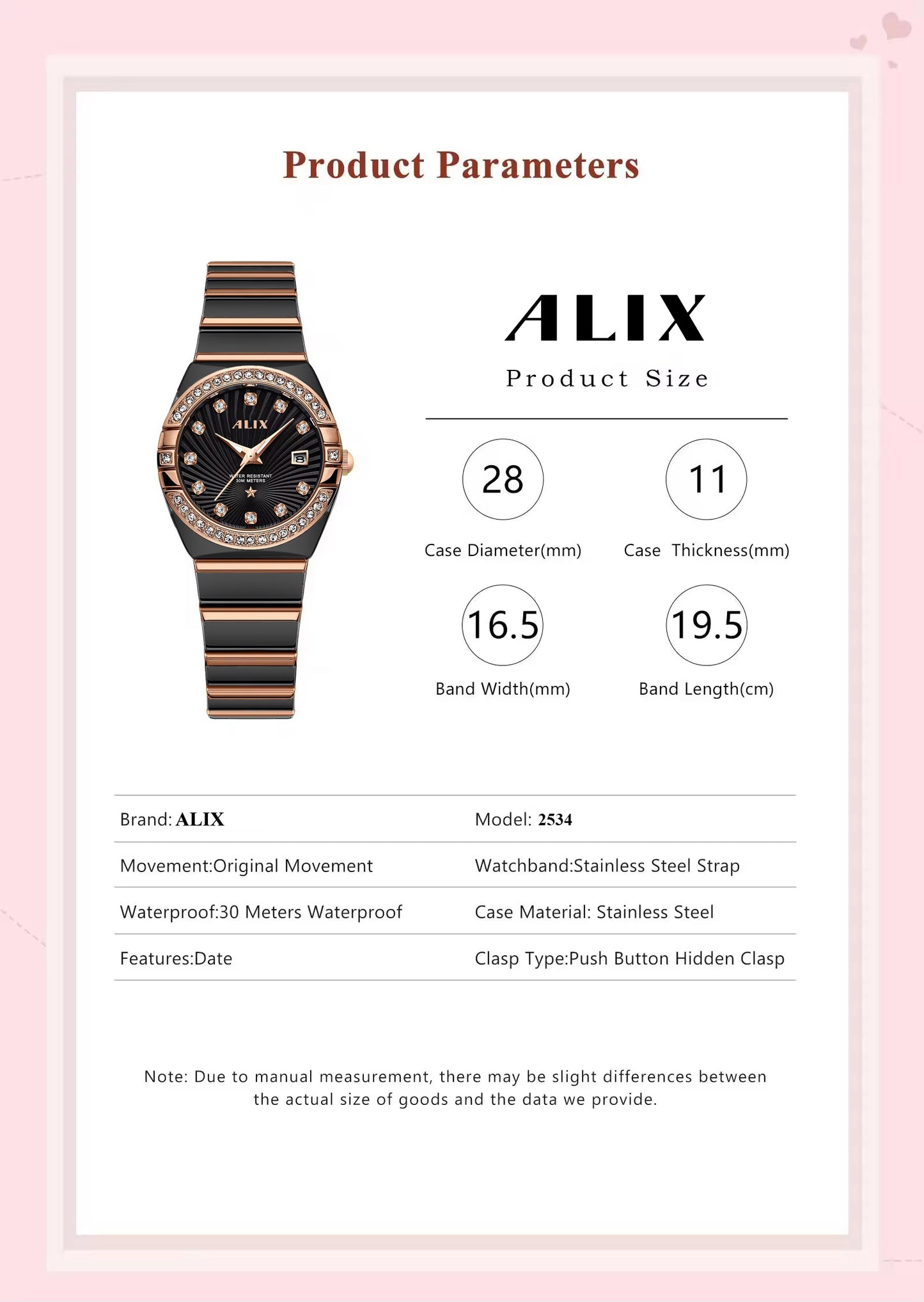 AL2534 Stylish Twotone Black& Rosegold strap Analog Watch