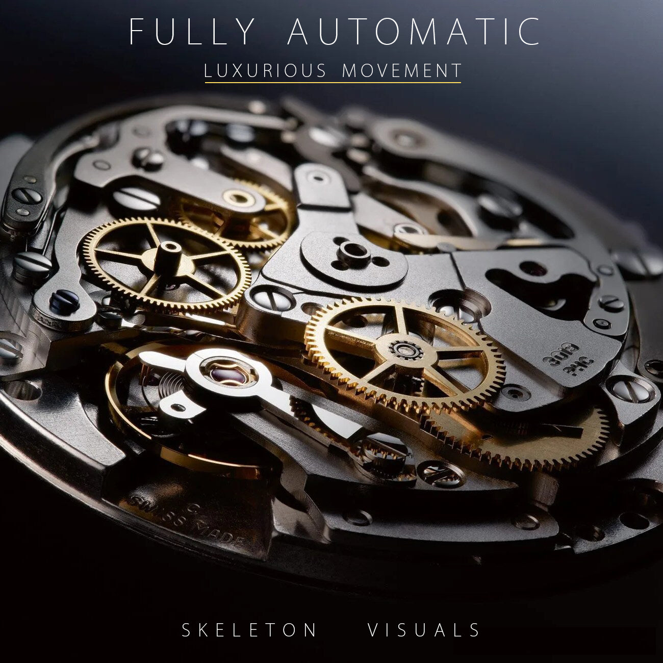 AL2901 Black Skeleton Automatic men's watch