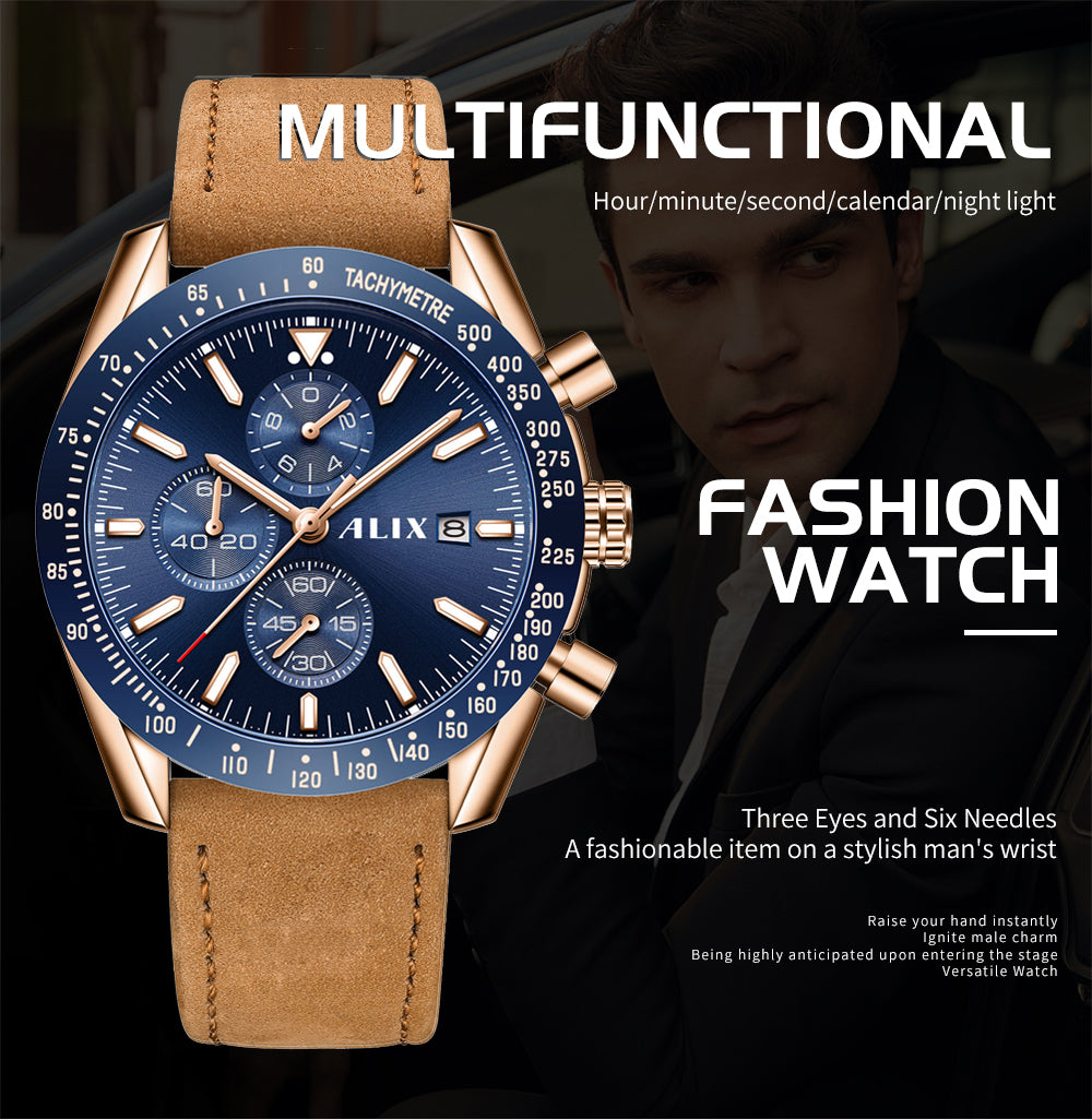AL3014L Blue Dial With Brown leather strap Analog Watch