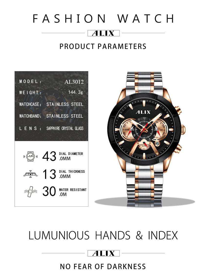 AL3012 stylish Silver steel dual tone strap Analog Watch