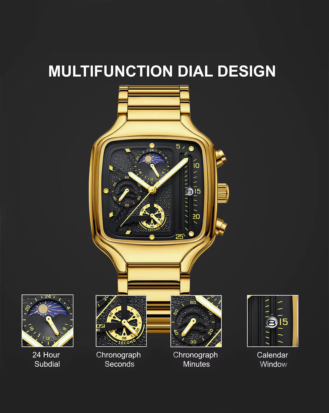 AL2573 Gold Stainless Steel Analog Watch