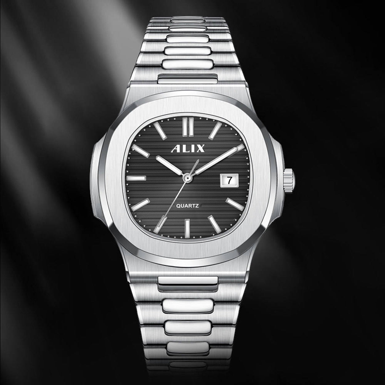AL3052 Silver&Black dial stainless steel Analog Watch