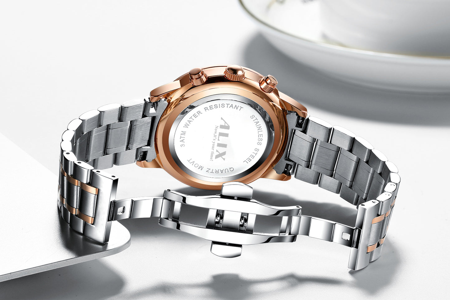 AL2309 Rosegold Steel Strap With chronograph Dial men's Analog Watch