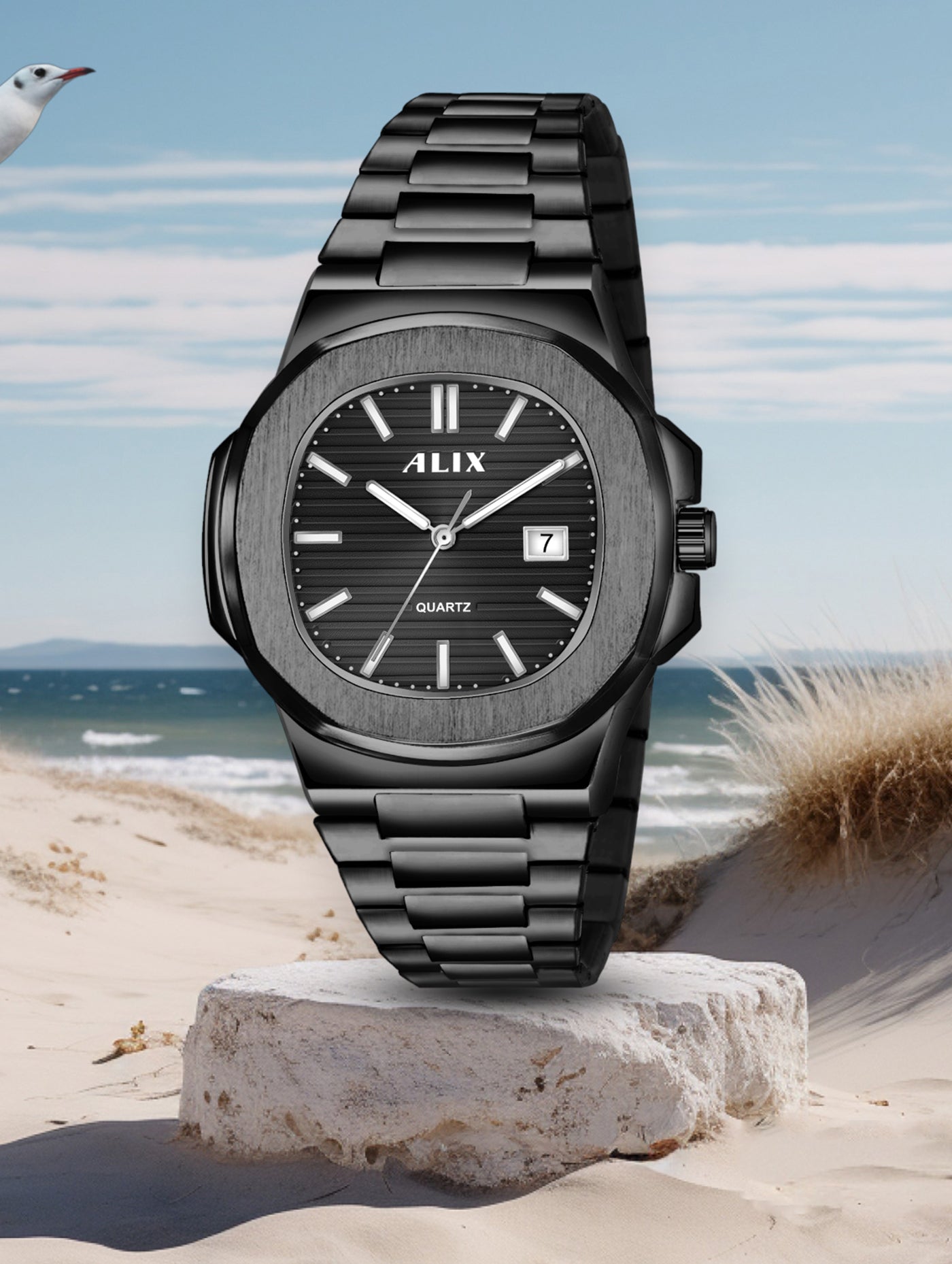 AL3052 Black dial stainless steel Analog Watch