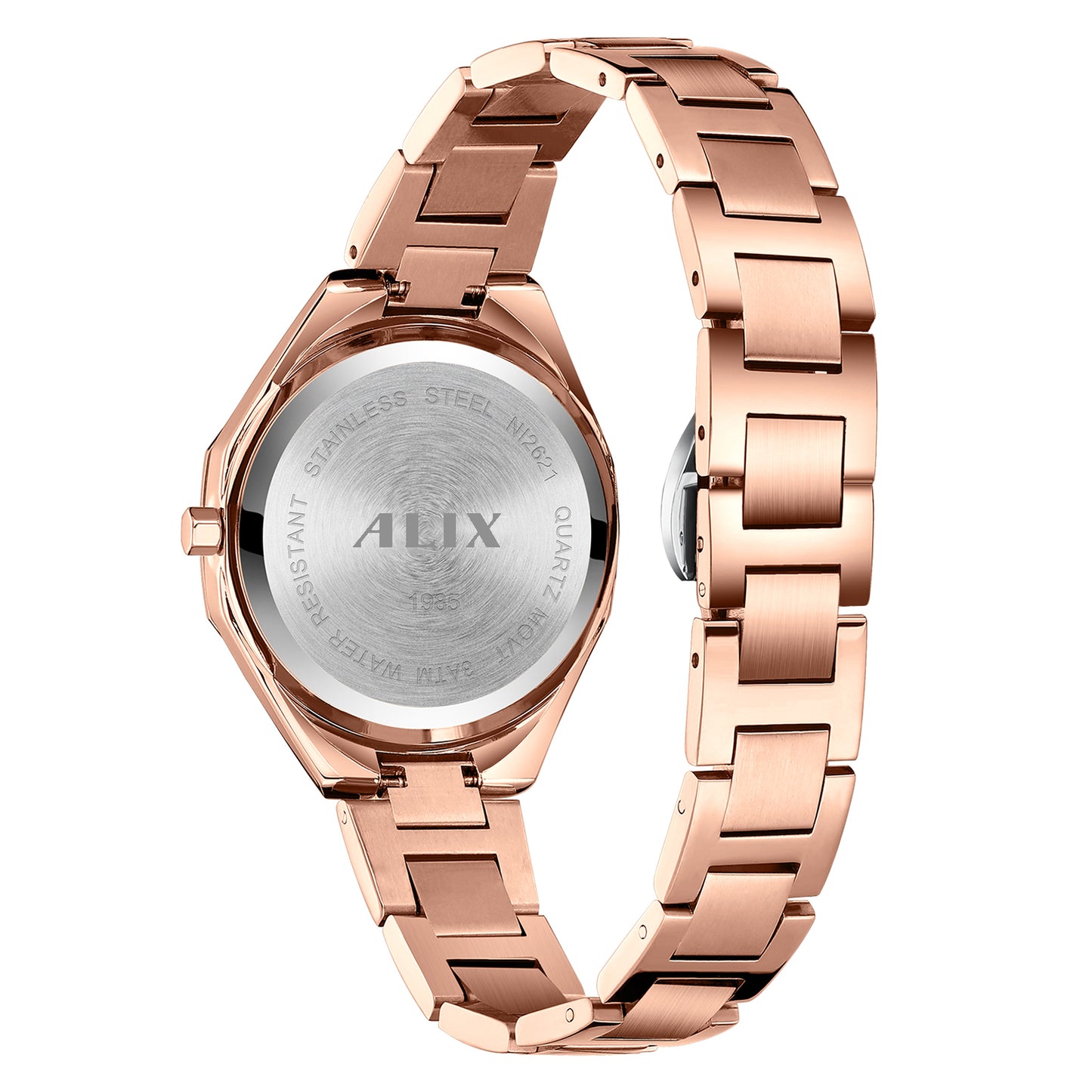 AL2531 Rosegold Octagonal case with diamond studded dial Analog Watch