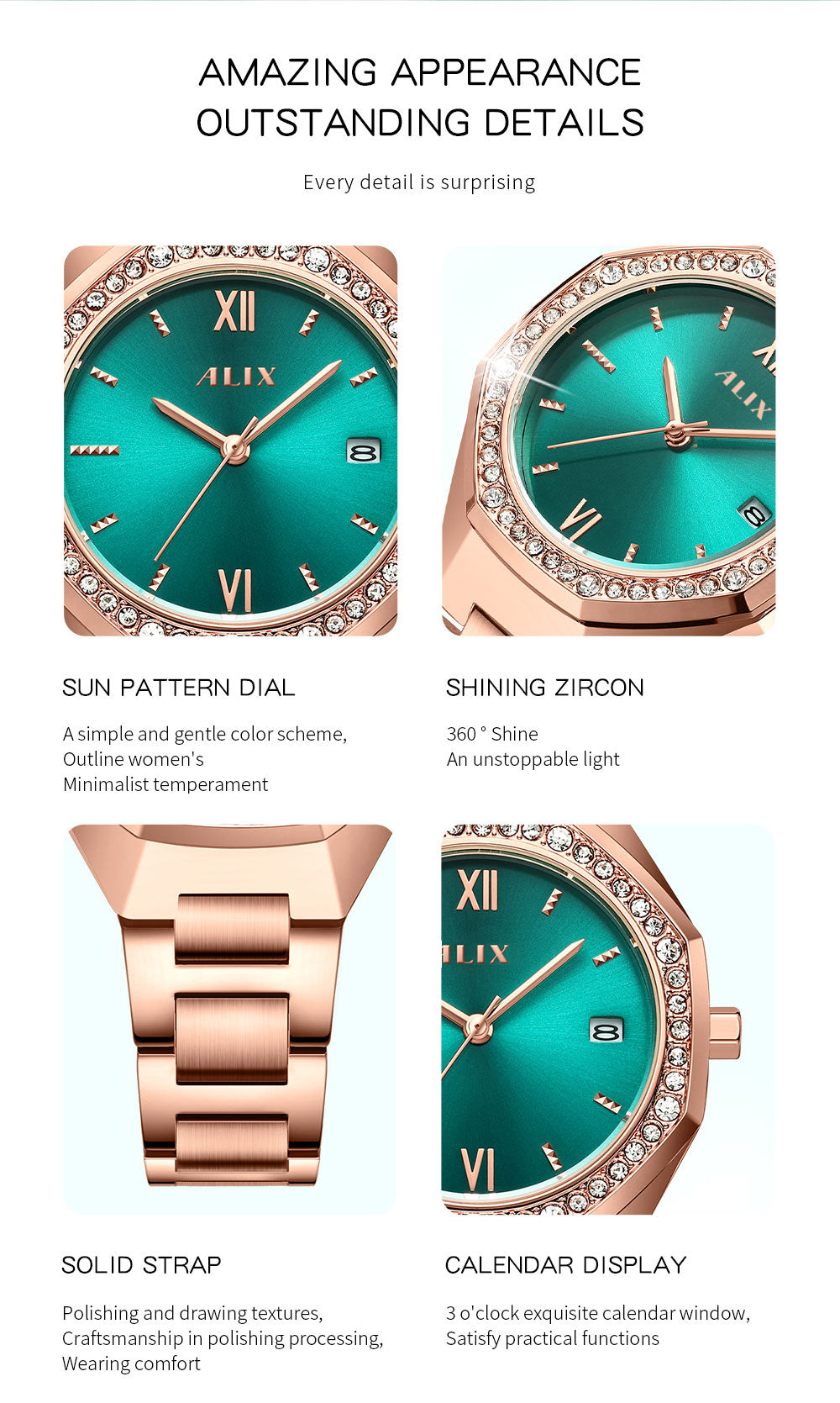 AL2531 Rosegold Octagonal case with diamond studded dial Analog Watch