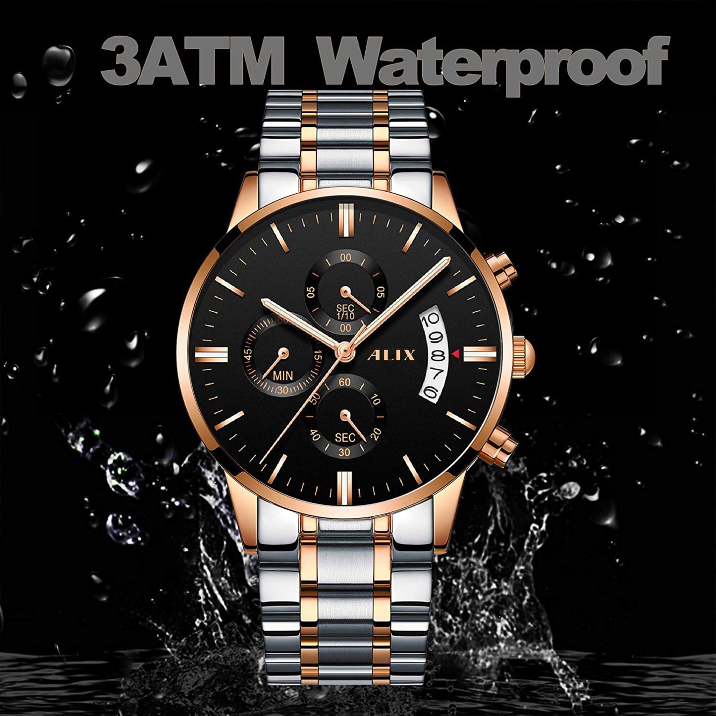 AL2309 Rosegold Steel Strap With chronograph Dial men's Analog Watch