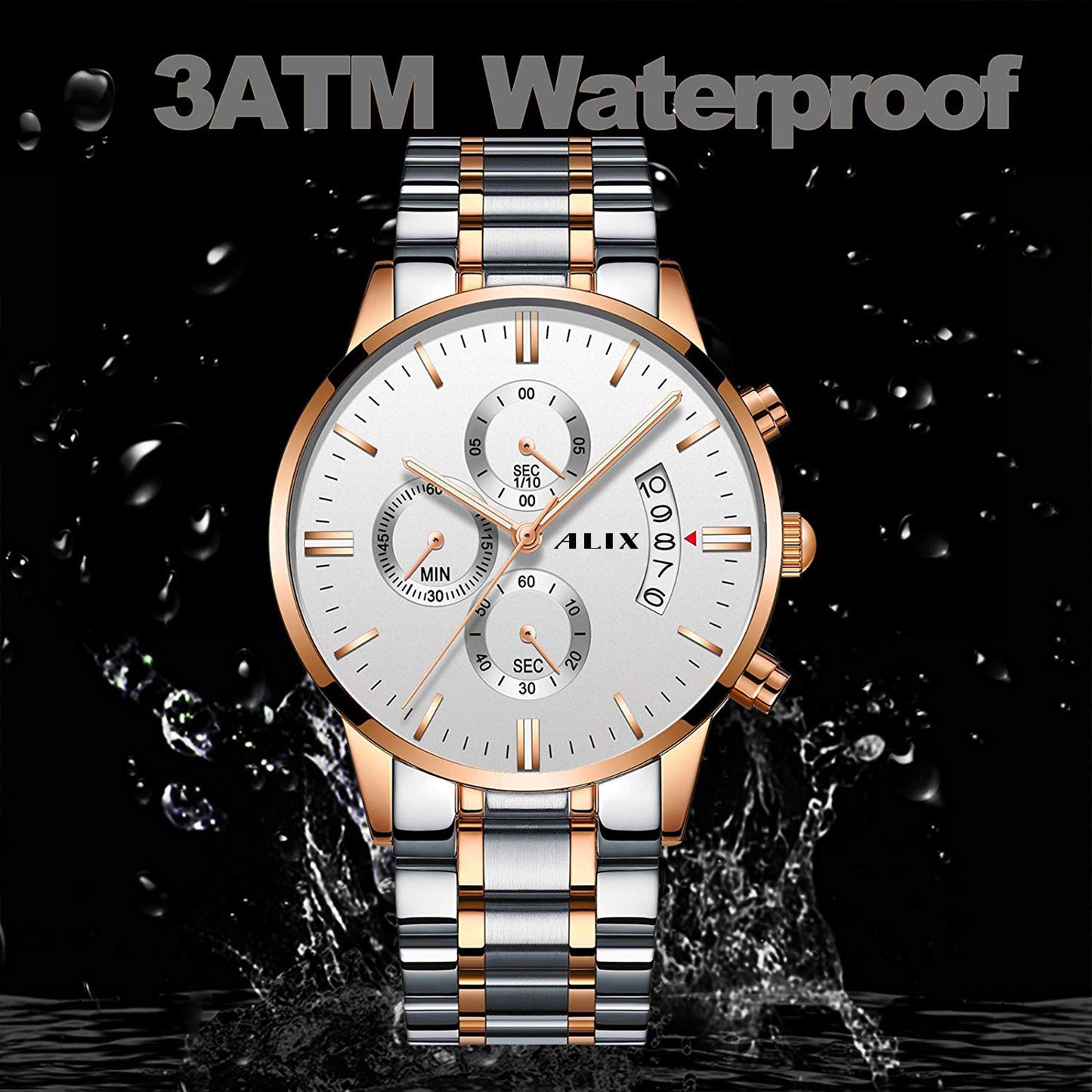 AL2309 Rosegold Steel Strap With chronograph Dial men's Analog Watch