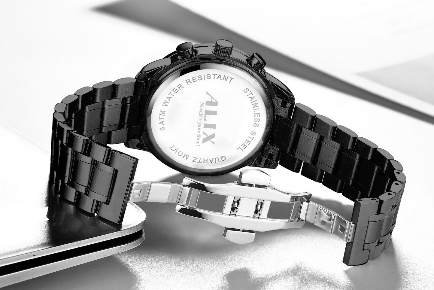 AL2309 Black Steel Strap With chronograph Dial men's Analog Watch