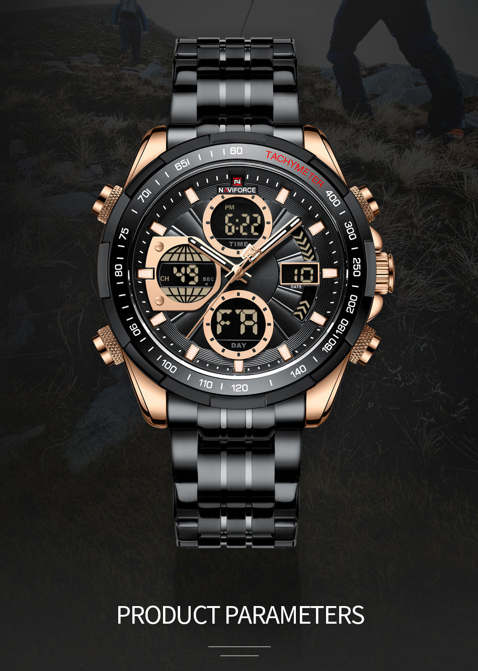 NF9197S Black Military Sport analog-digital watch for men - NAVIFORCE