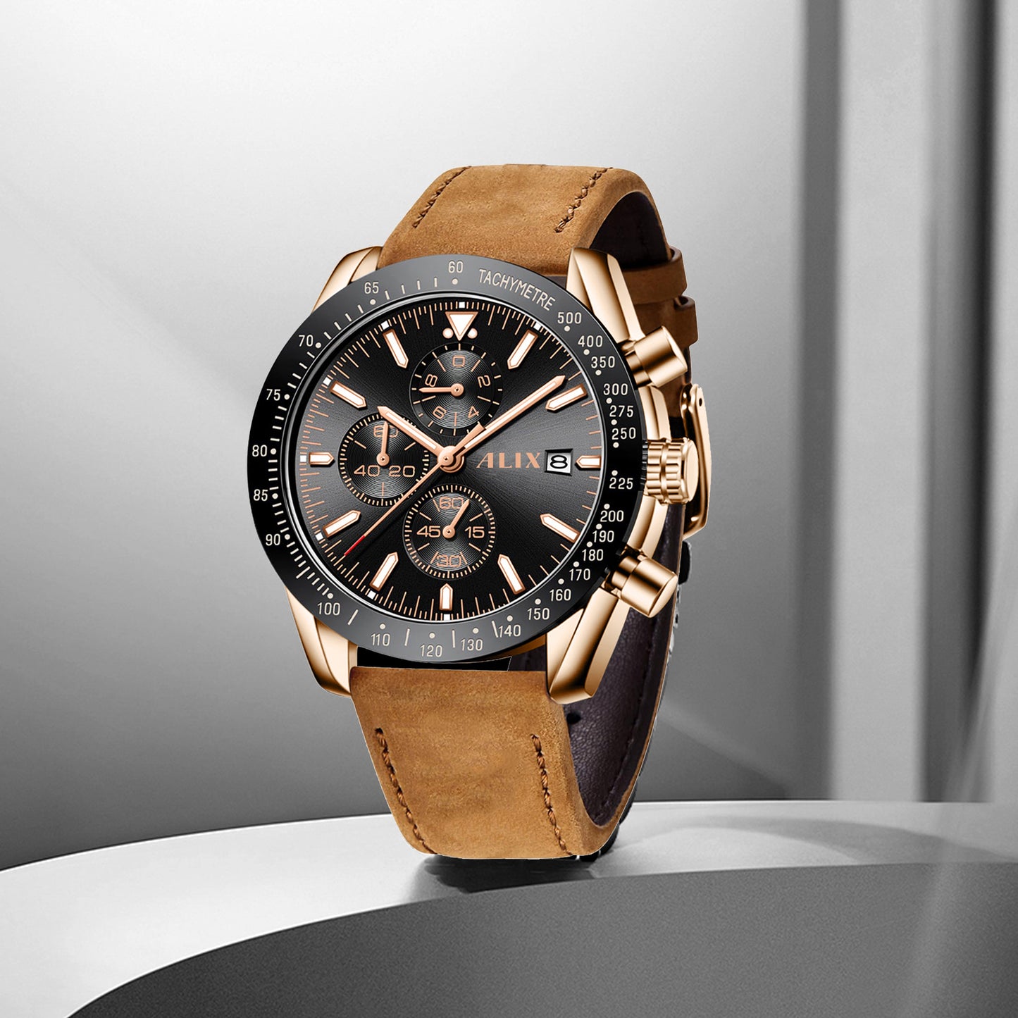 AL3014L Brown leather strap Analog Watch