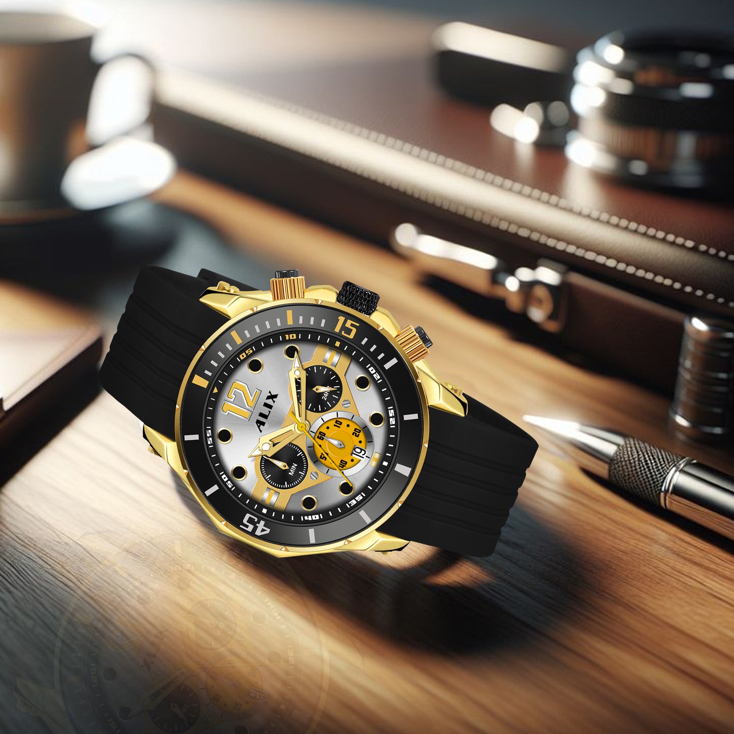 AL3015T Gold Stylish chronograph dial Analog Watch