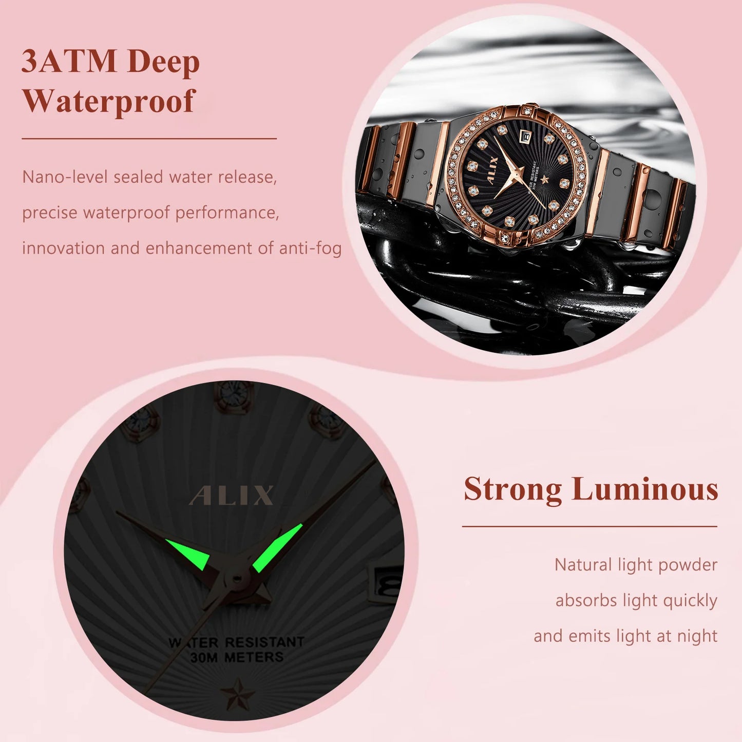 AL2534 Stylish Twotone Black& Rosegold strap Analog Watch