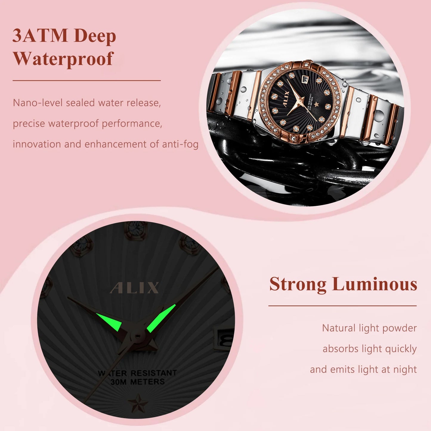 AL2534 Stylish Twotone Silver&Rosegold strap Analog Watch