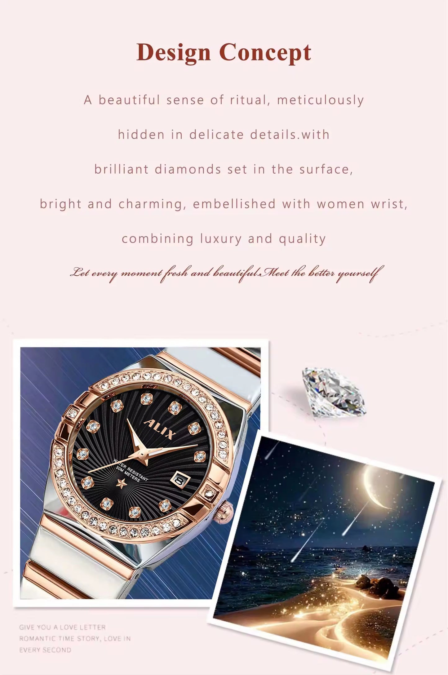 AL2534 Stylish Twotone Silver&Rosegold strap Analog Watch