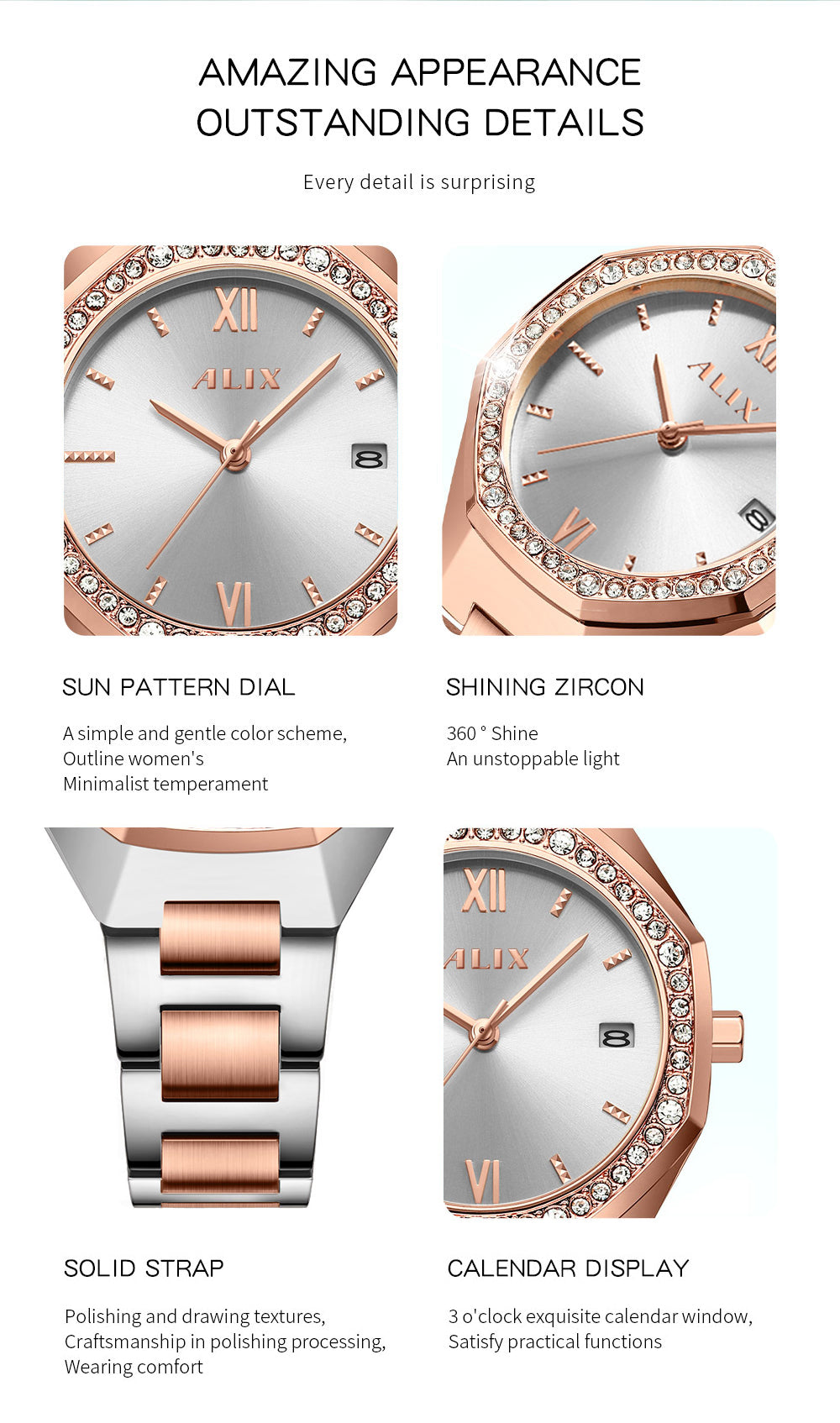 AL2531 Silver Octagonal case with diamond studded dial Analog Watch