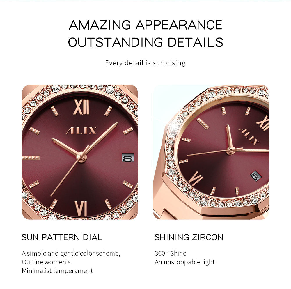 AL2531 Rosegold Octagonal case with diamond studded dial Analog Watch