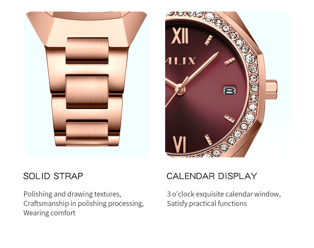 AL2531 Rosegold Octagonal case with diamond studded dial Analog Watch