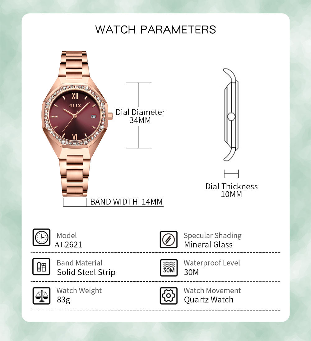 AL2531 Rosegold Octagonal case with diamond studded dial Analog Watch