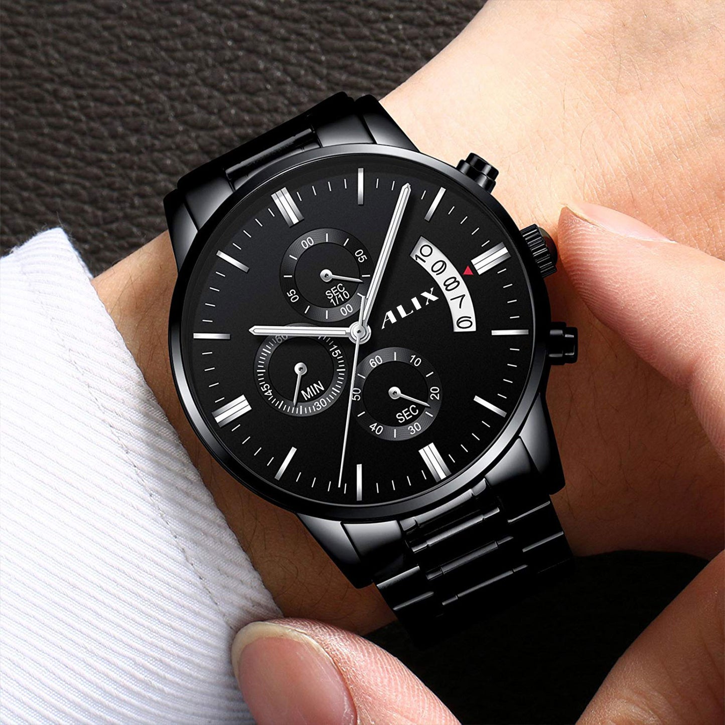 AL2309 Black Steel Strap With chronograph Dial men's Analog Watch