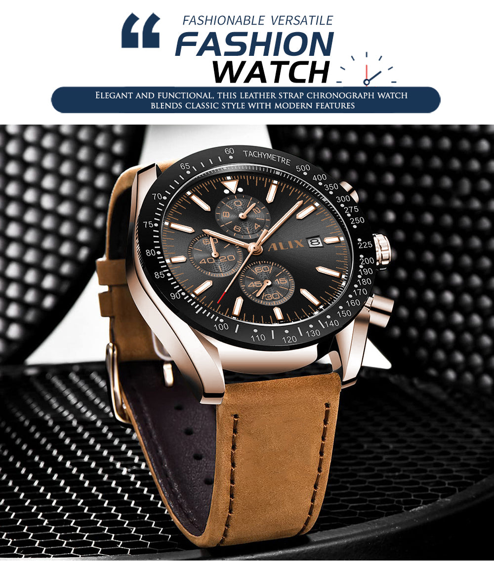 AL3014L Brown leather strap Analog Watch