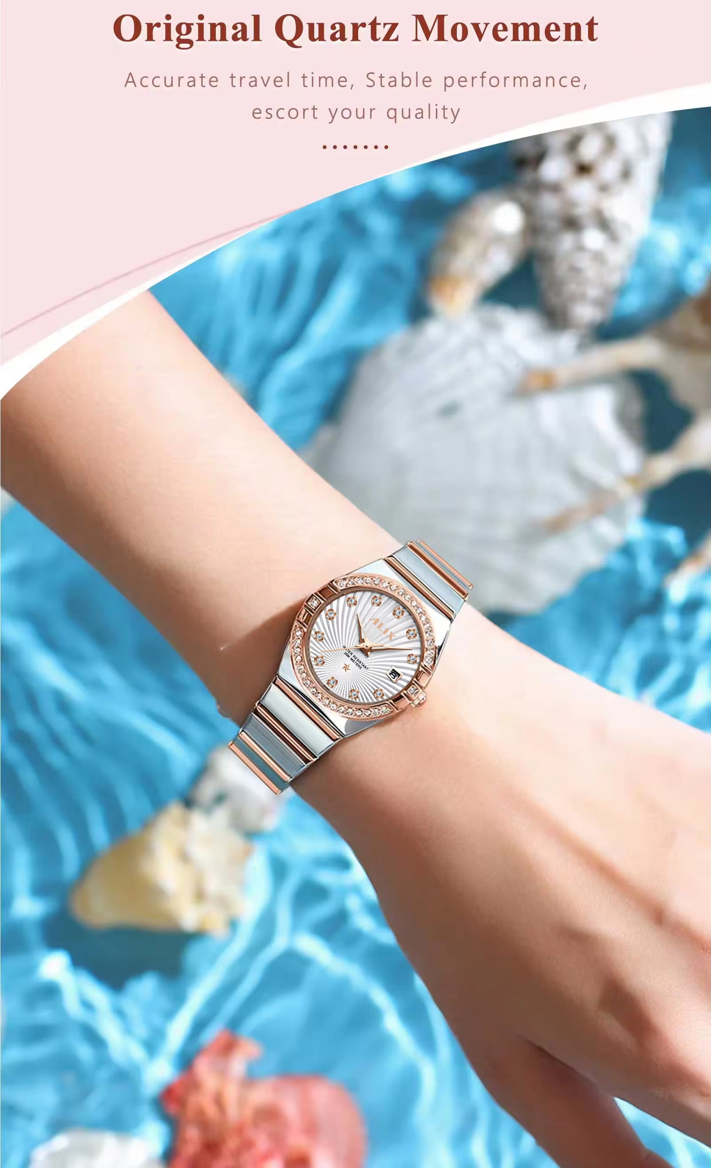 AL2534 Stylish Twotone Silver& Rosegold strap Analog Watch