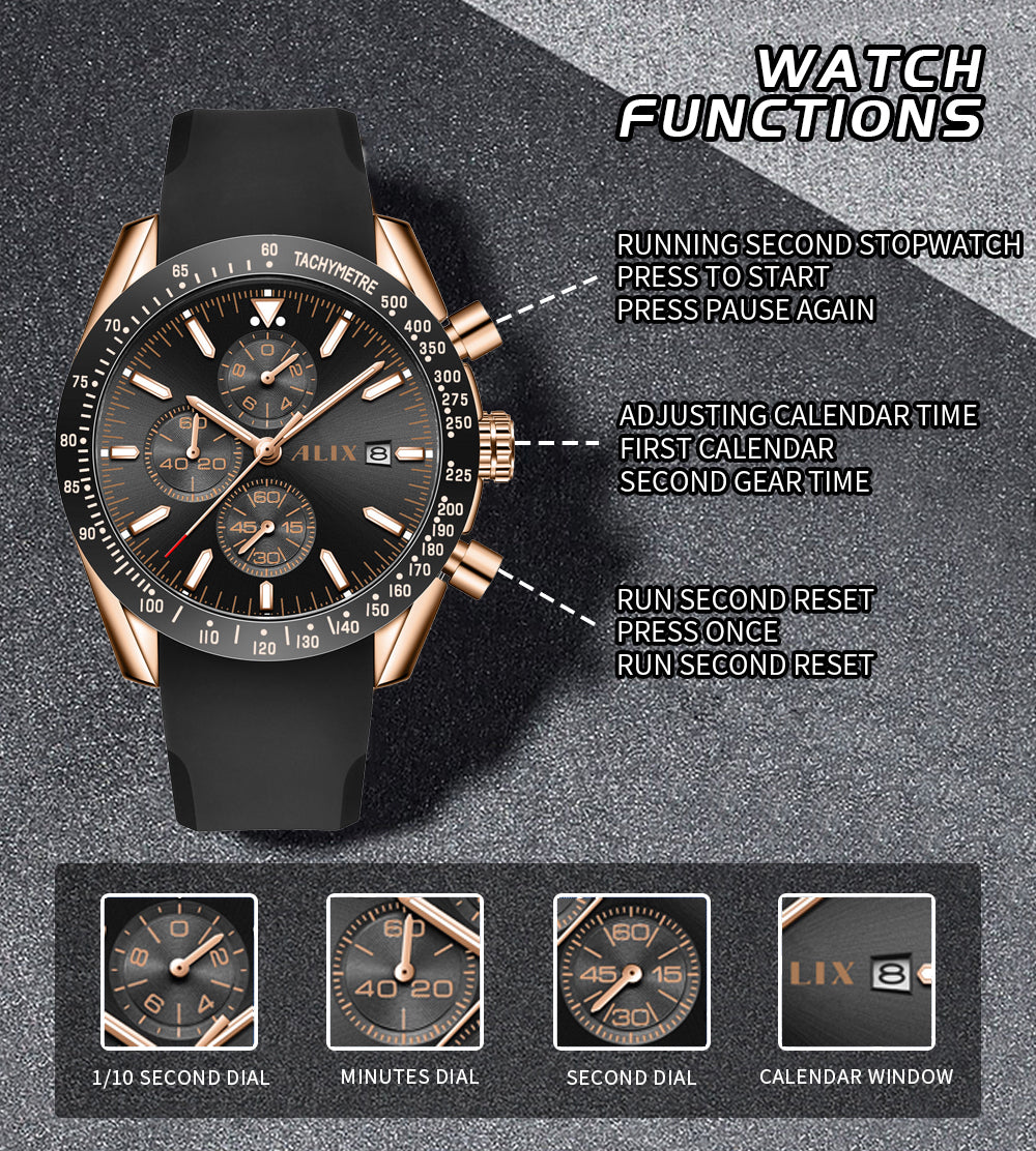 AL3014T Black Chrongraph Dial Analog Watch