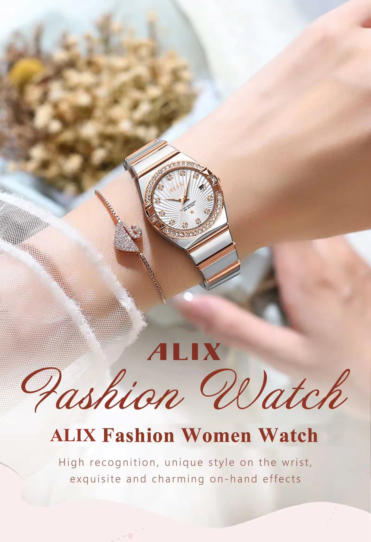 AL2534 Stylish Twotone Silver& Rosegold strap Analog Watch
