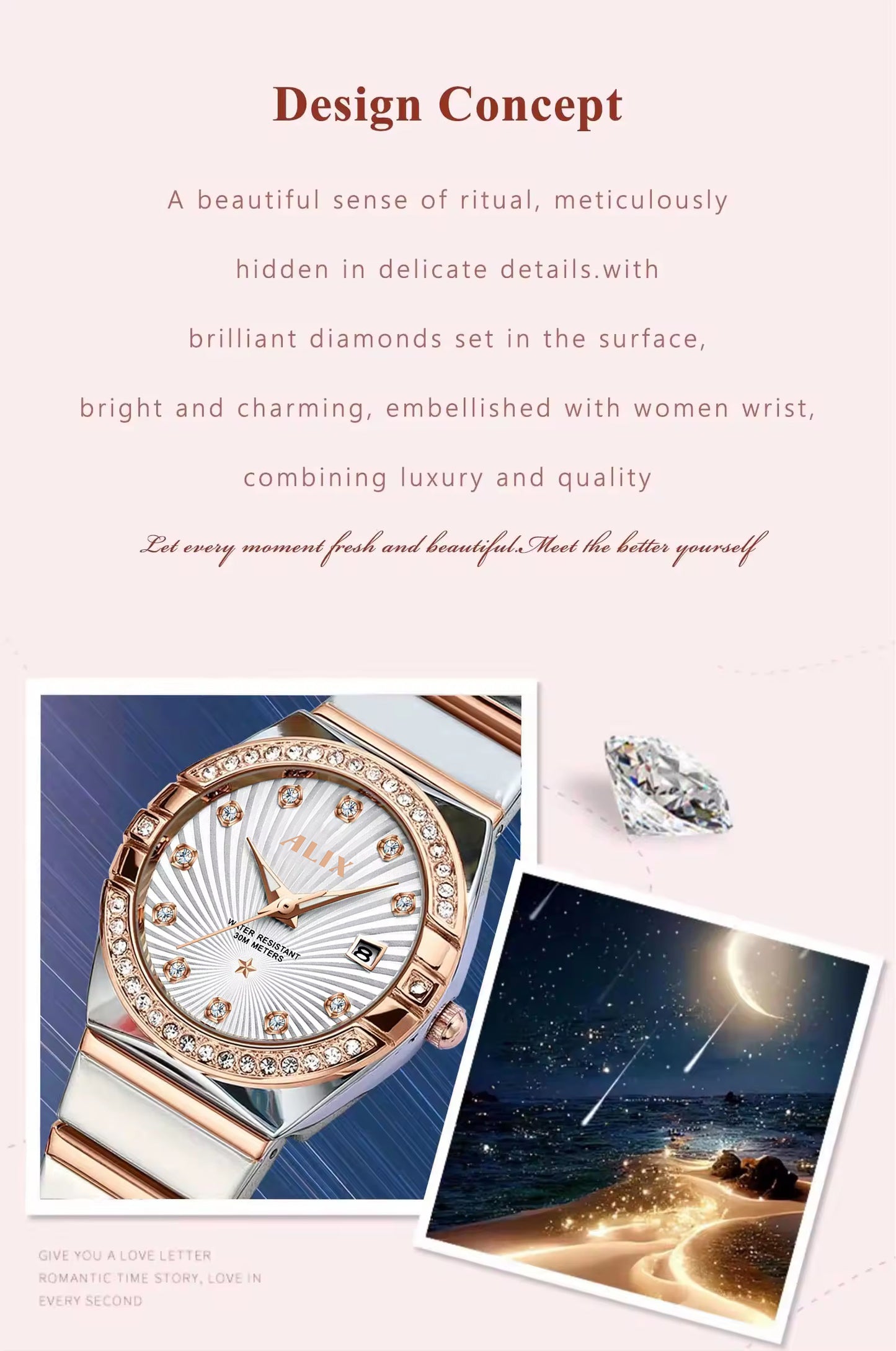 AL2534 Stylish Twotone Silver& Rosegold strap Analog Watch