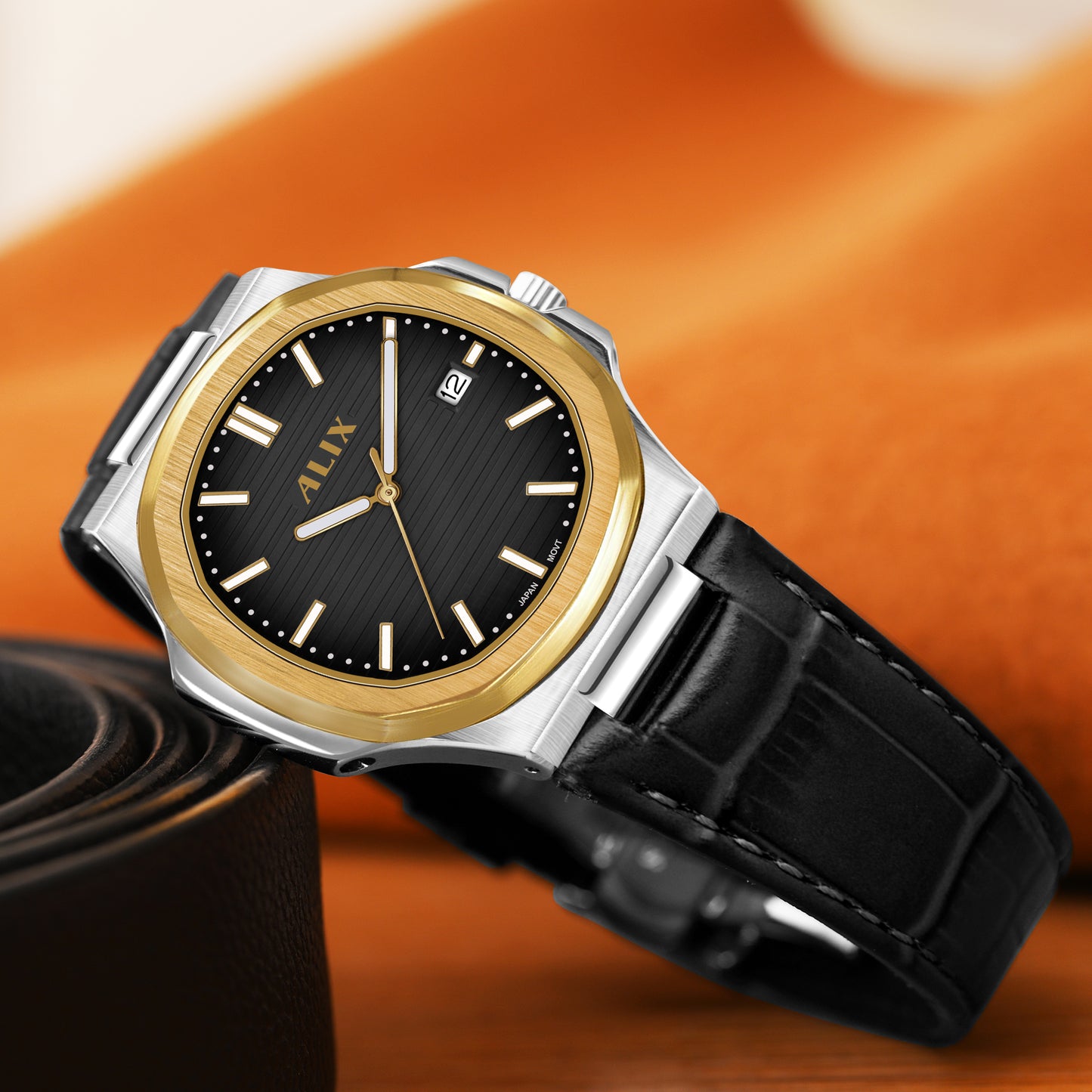AL2906L Black Genuine leather strap Analog Watch