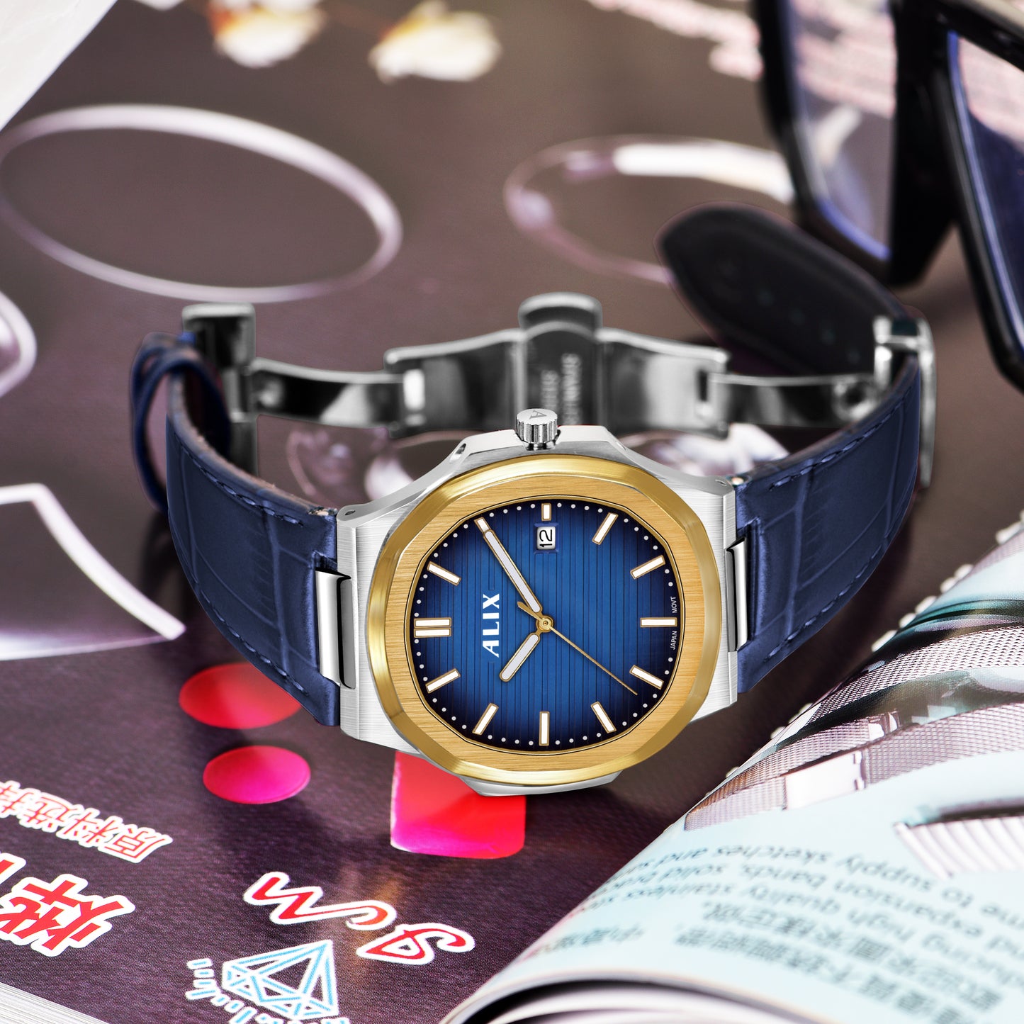 AL2906L Blue Genuine leather strap Analog Watch
