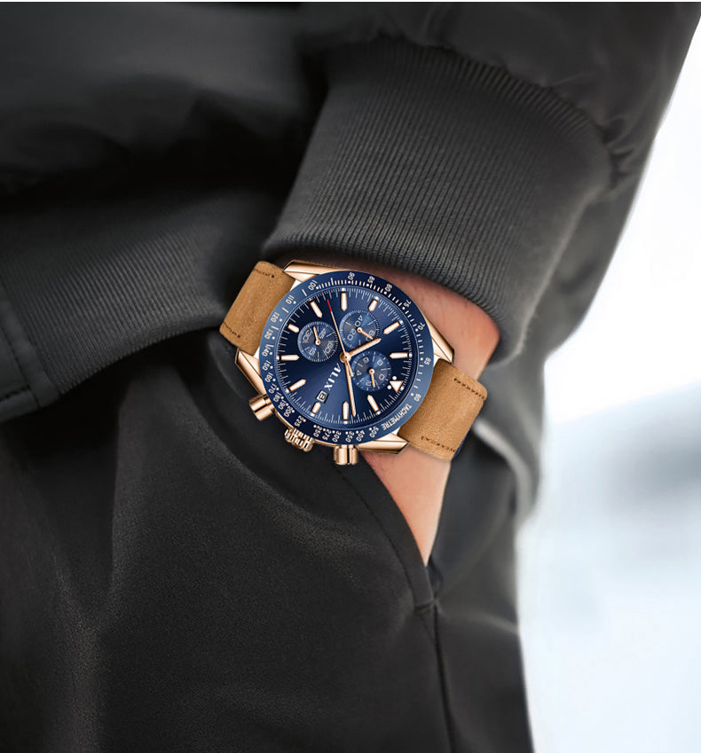 AL3014L Blue Dial With Brown leather strap Analog Watch