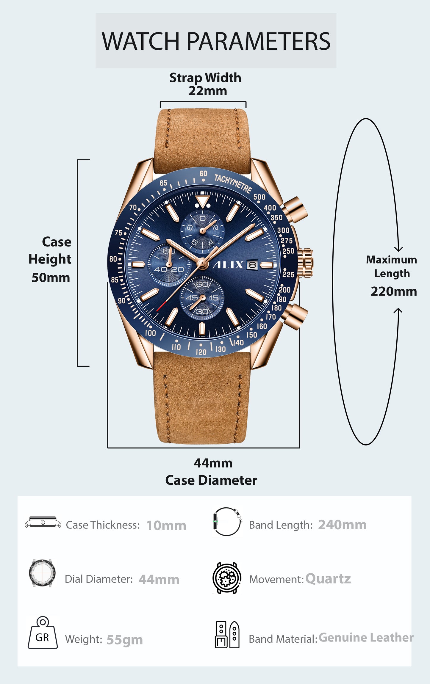 AL3014L Blue Dial With Brown leather strap Analog Watch