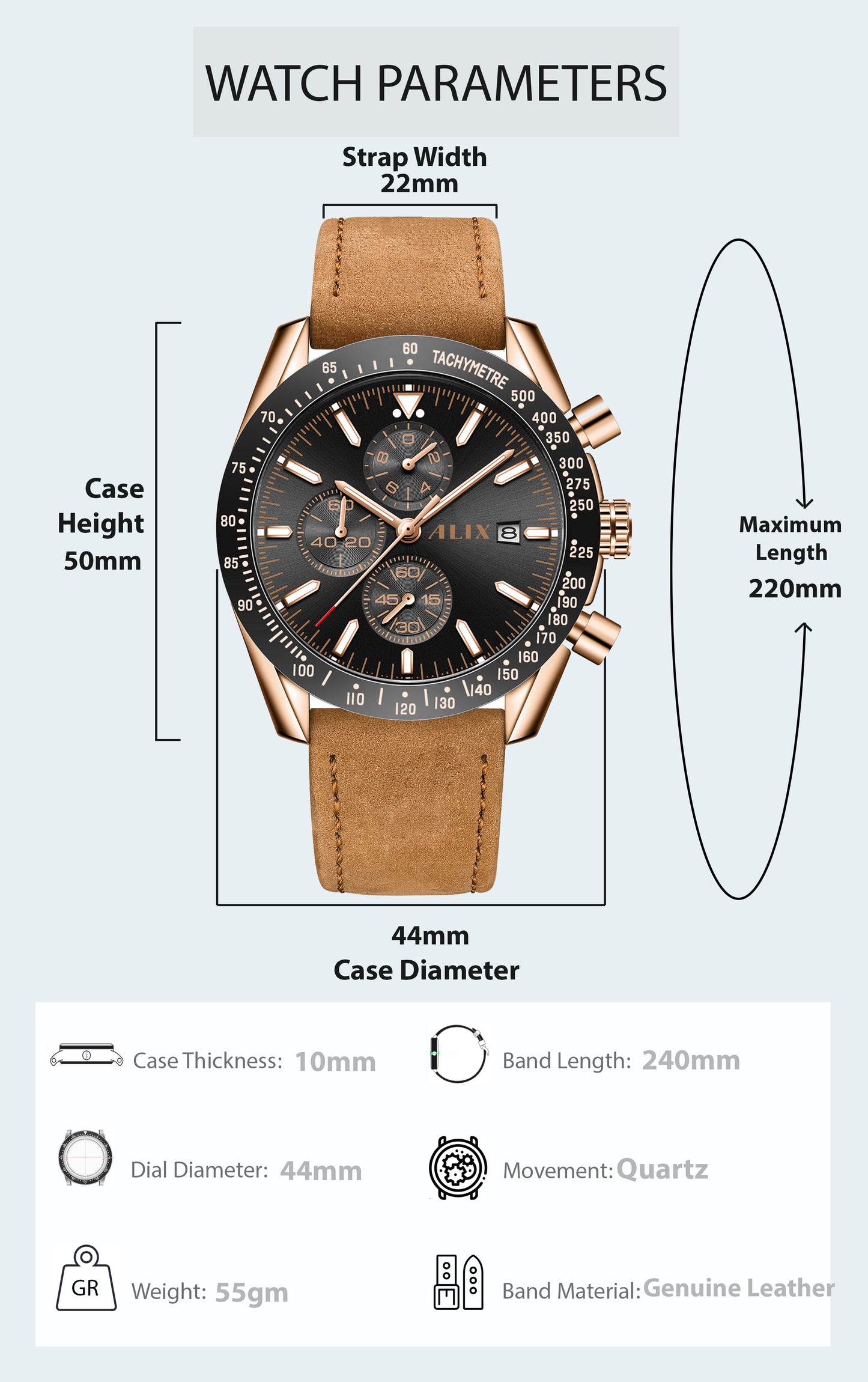 AL3014L Brown leather strap Analog Watch