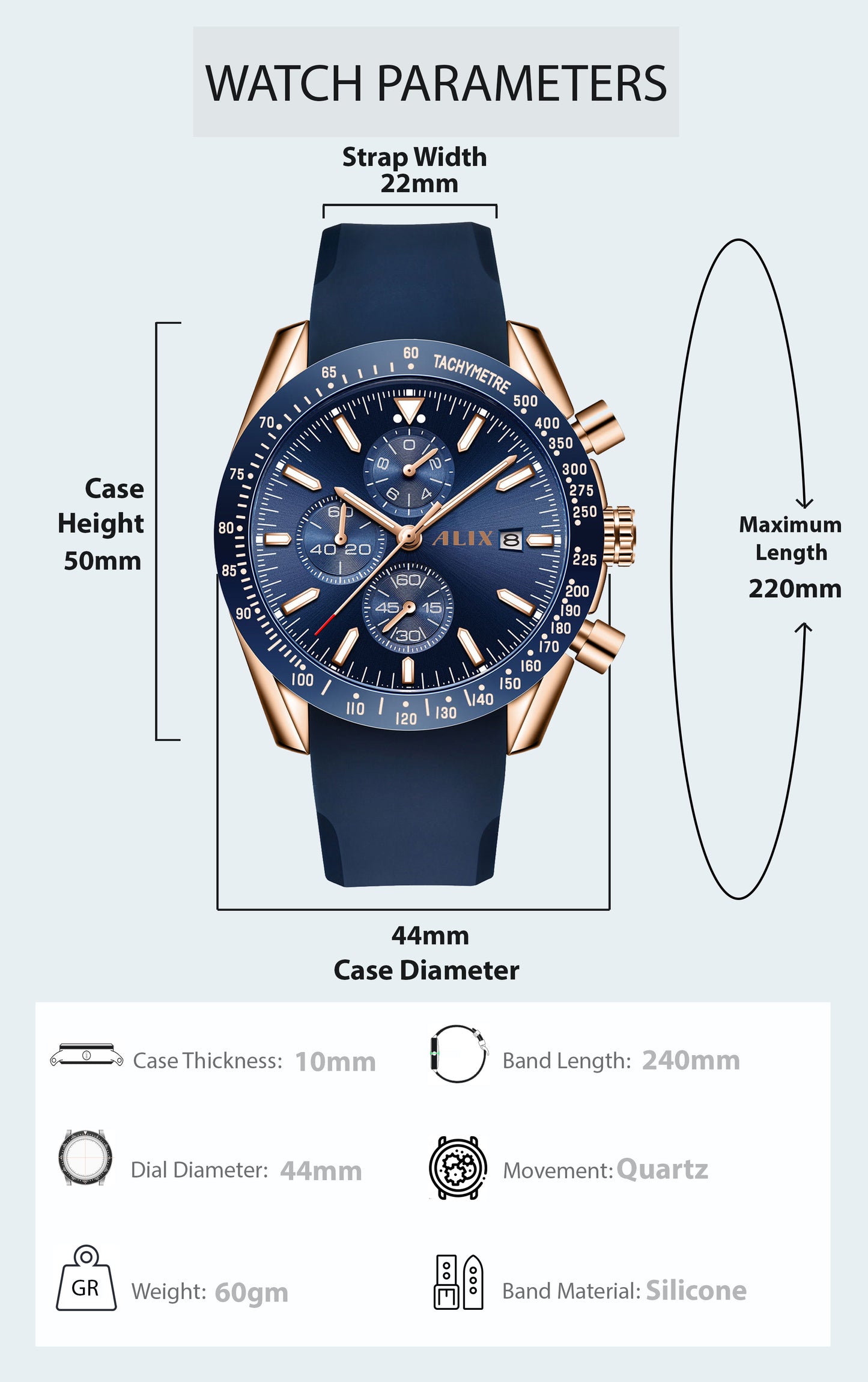 AL3014T Blue Chrongraph Dial Analog Watch