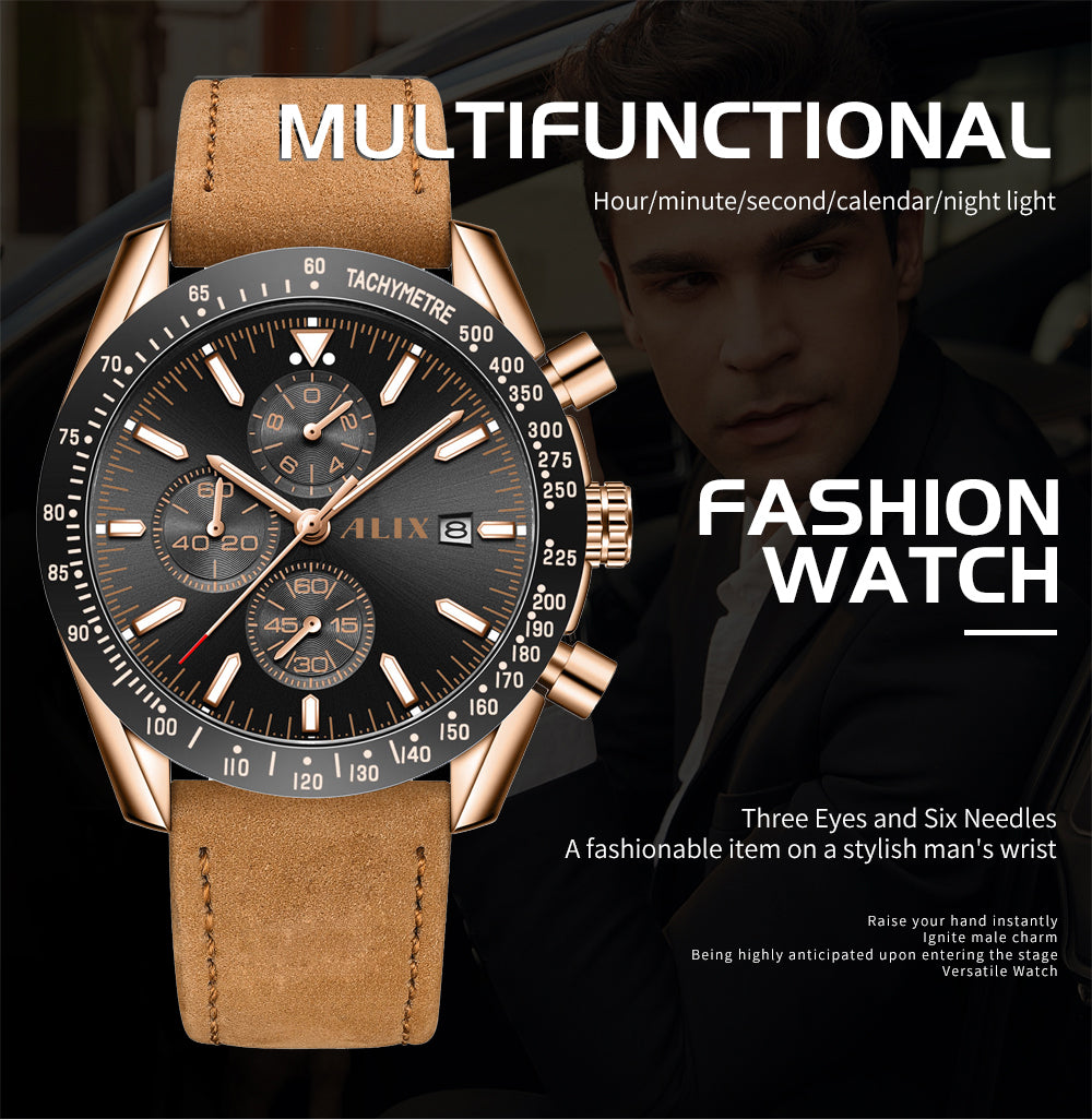 AL3014L Brown leather strap Analog Watch