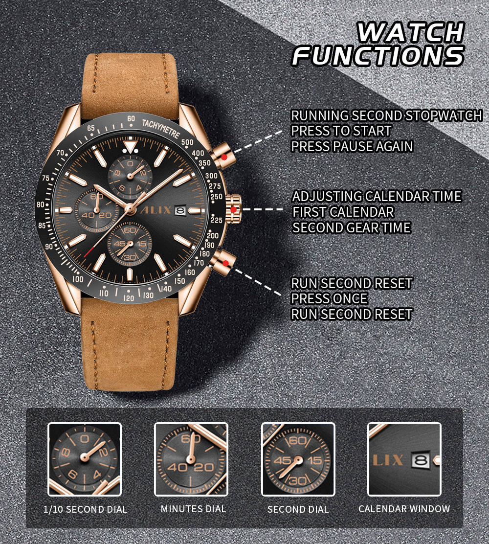 AL3014L Brown leather strap Analog Watch