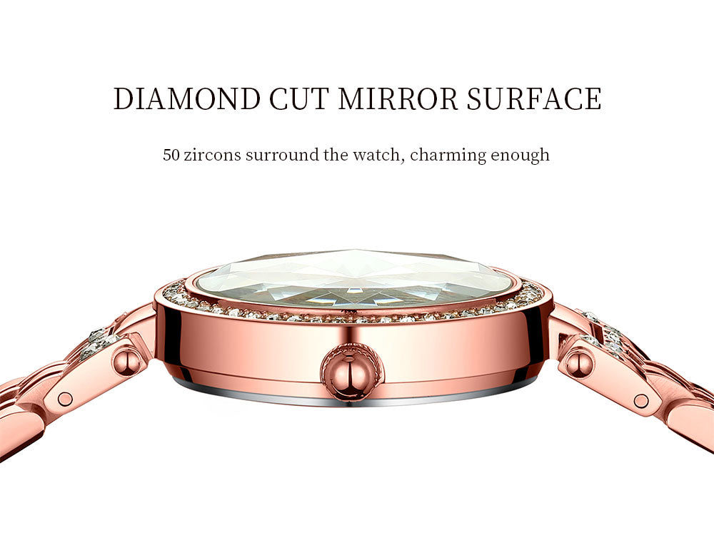 AL2532 Sparkling crystal rosegold facet dial with rosegold strap Analog Watch