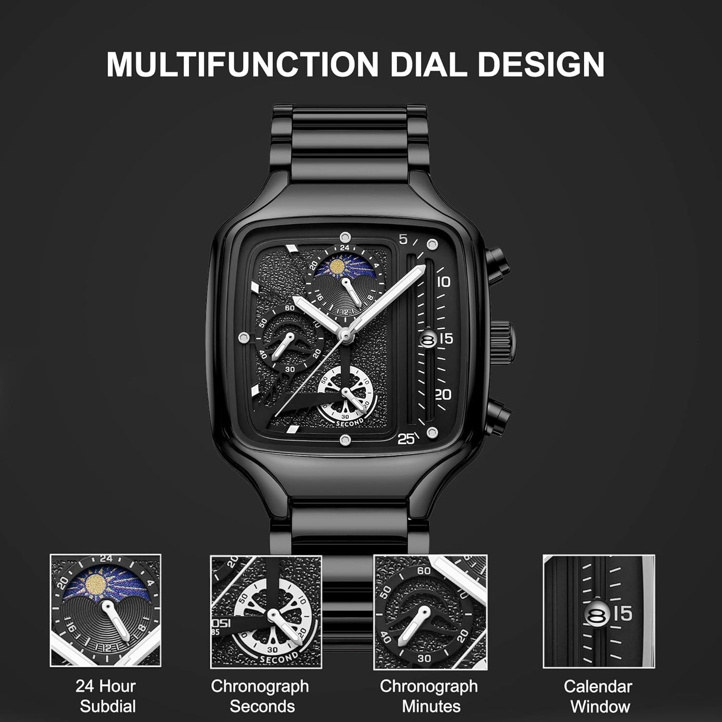 AL2573 Black Stainless Steel Analog Watch