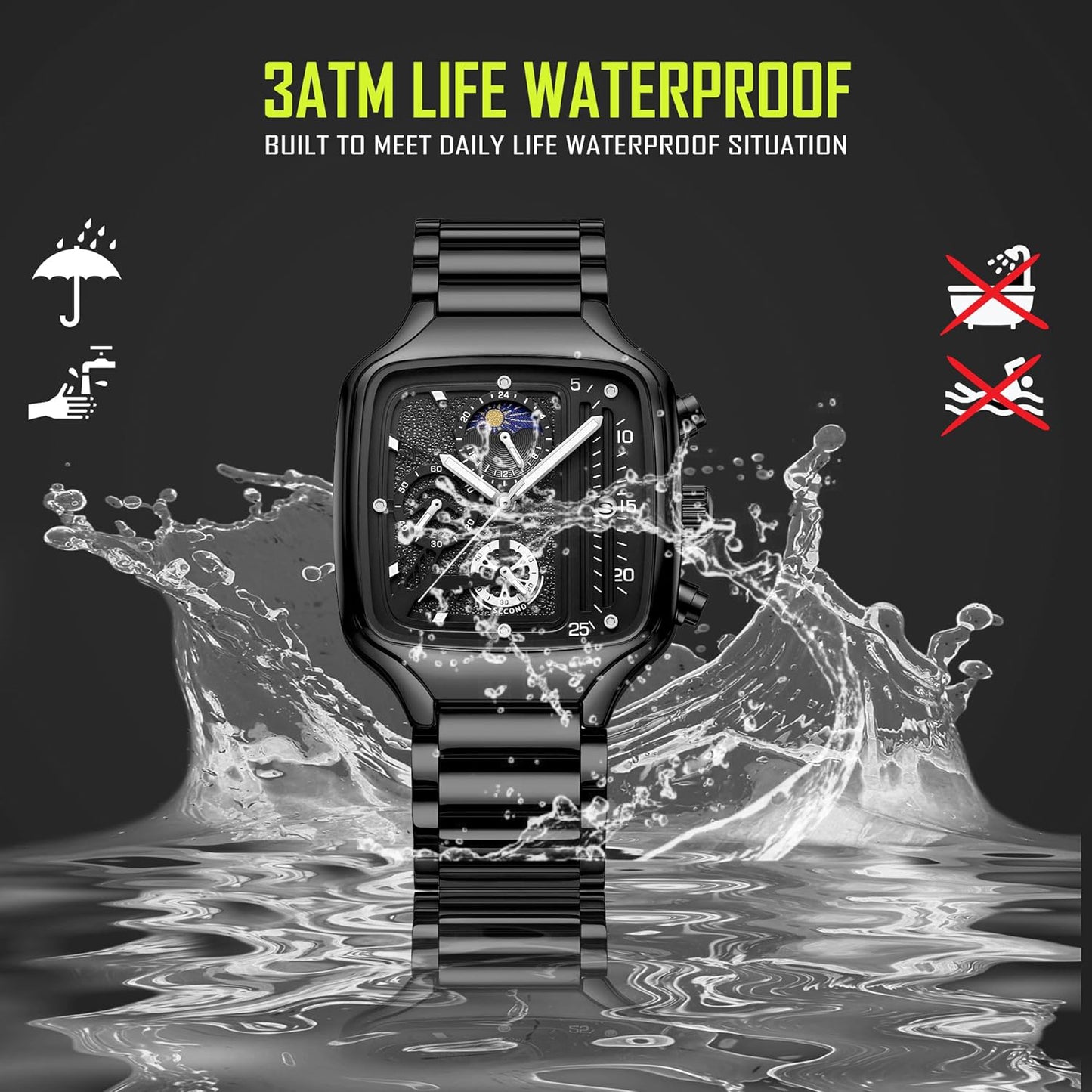 AL2573 Black Stainless Steel Analog Watch