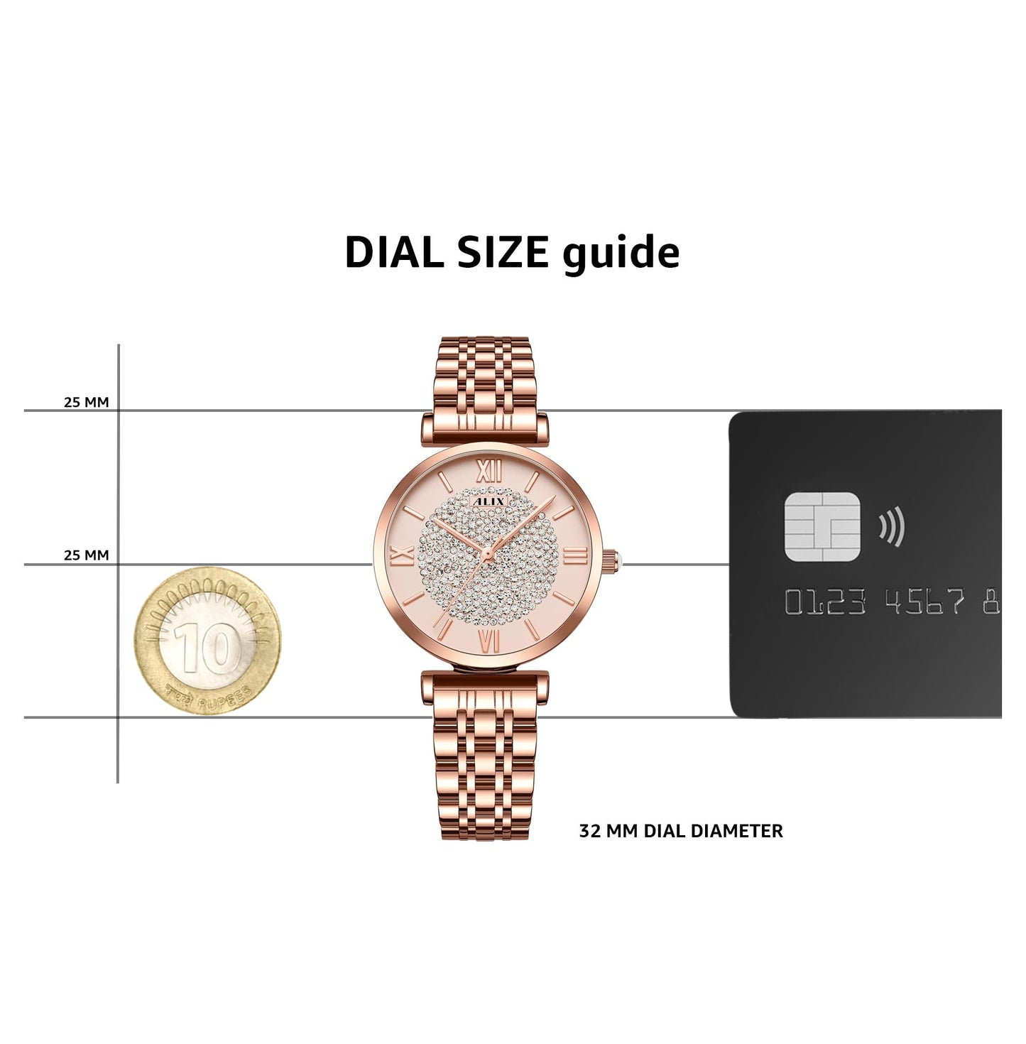 AL2533 Eyechatchy Rosegold round diamond dial Analog Watch
