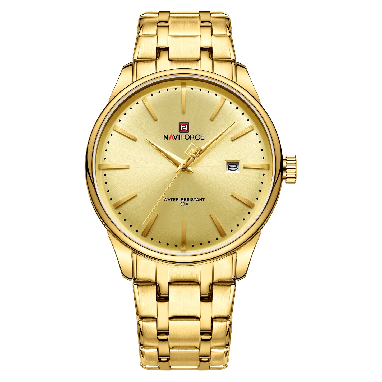 Naviforce NF9230 Golden Gentle Elegant Calendar Analog Watch