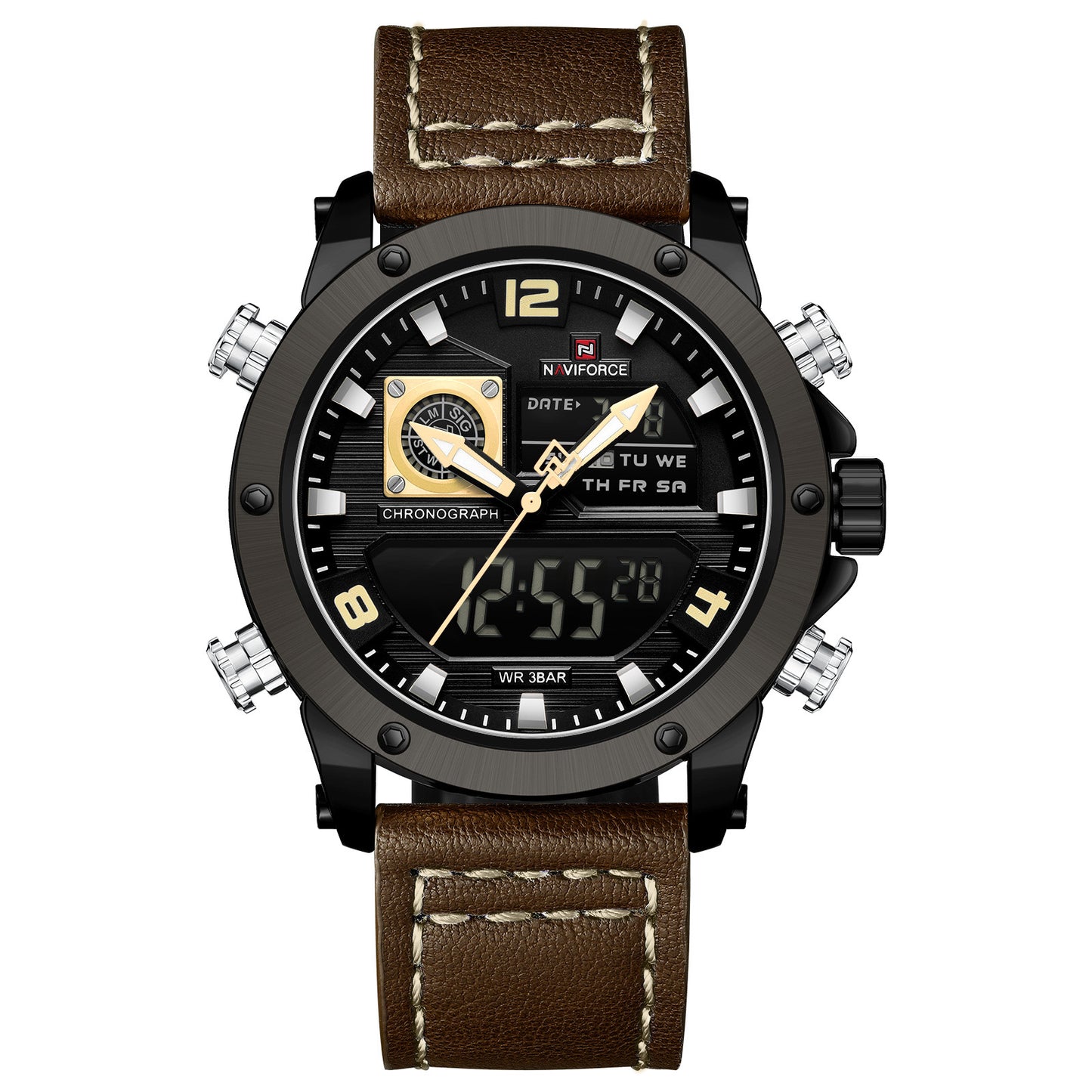 Naviforce NF9236 brown Strap Military Style Analog-Digital Watch