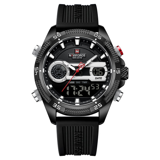 NF9223 Black Silicone strap digi-analog mens watch - NAVIFORCE