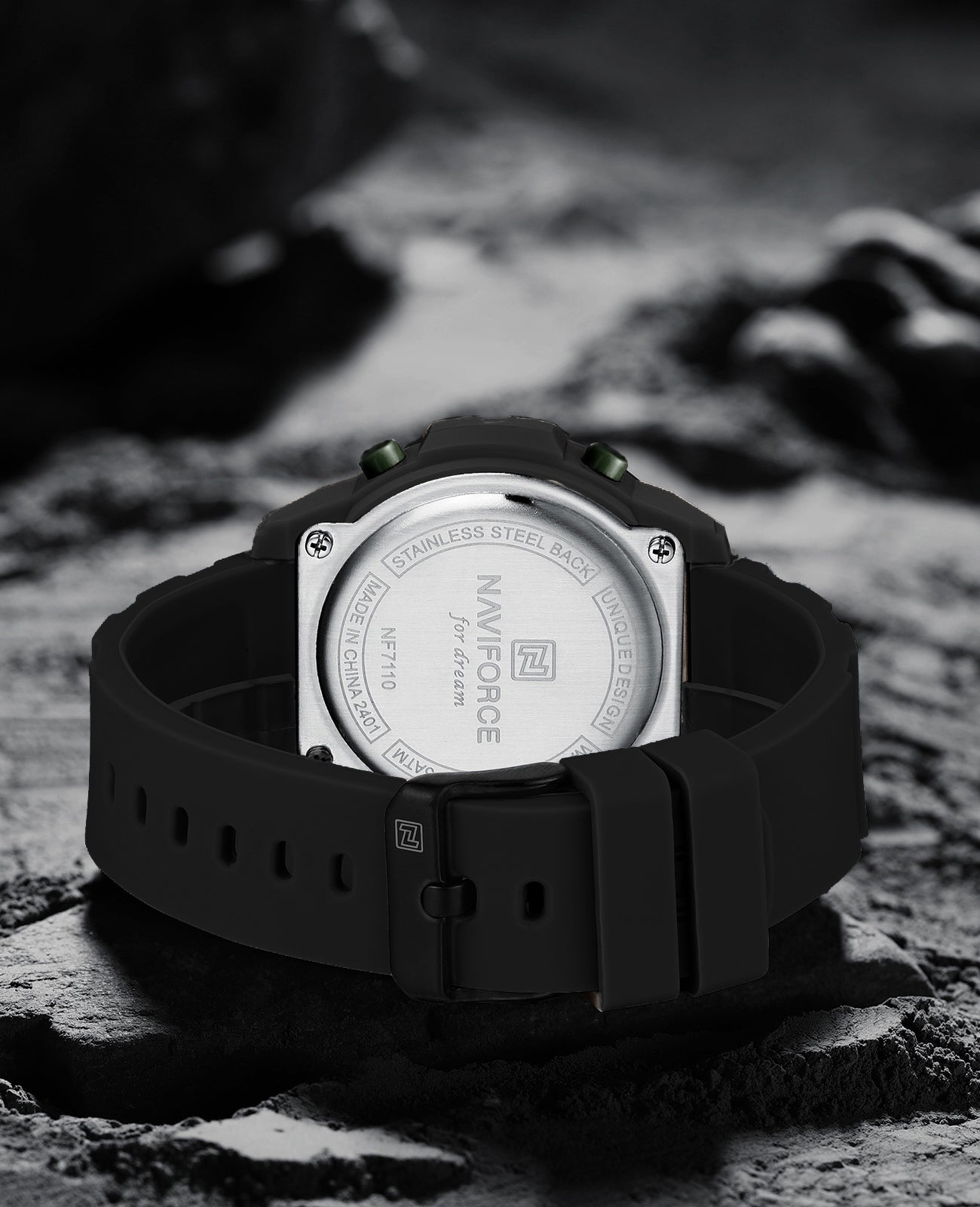 NF7110 Black LCD Display Trendy Silicone Digital Watch