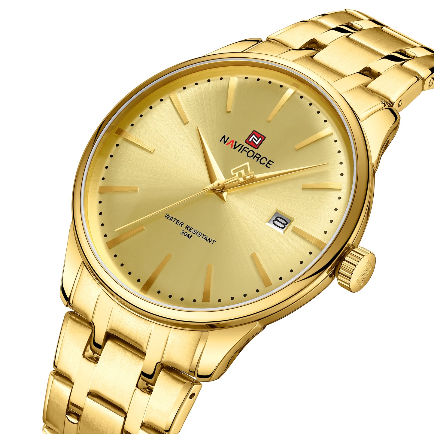 Naviforce NF9230 Golden Gentle Elegant Calendar Analog Watch