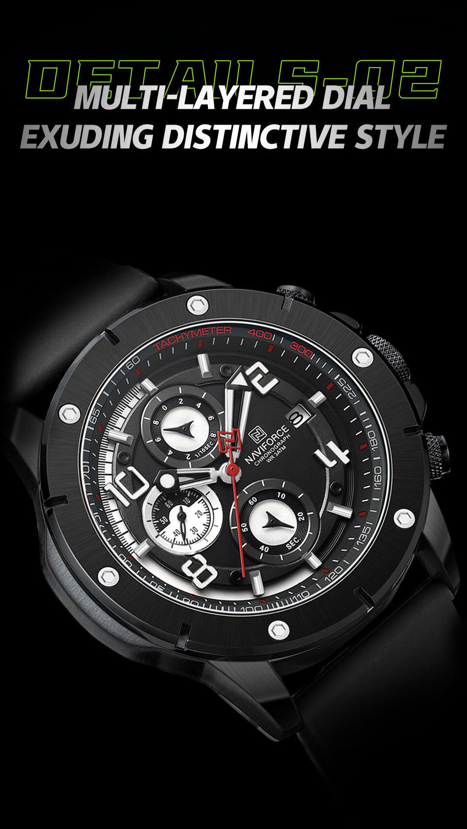 NF8034 Black sports looking attractive chronograph Analog Watch